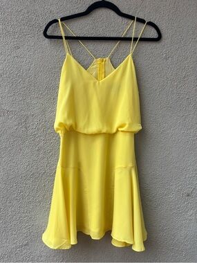 Lulus Wanna Bet Yellow Sleeveless Dress Mini Spaghetti Strap Flowy Small